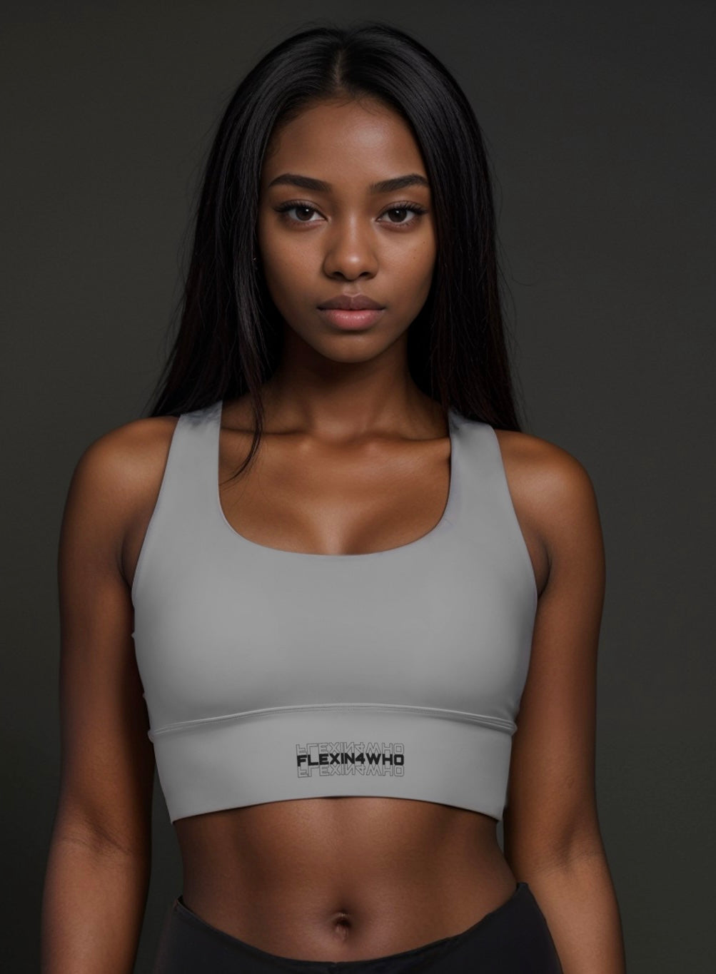 Charcoal Luxe Longline Sports Bra